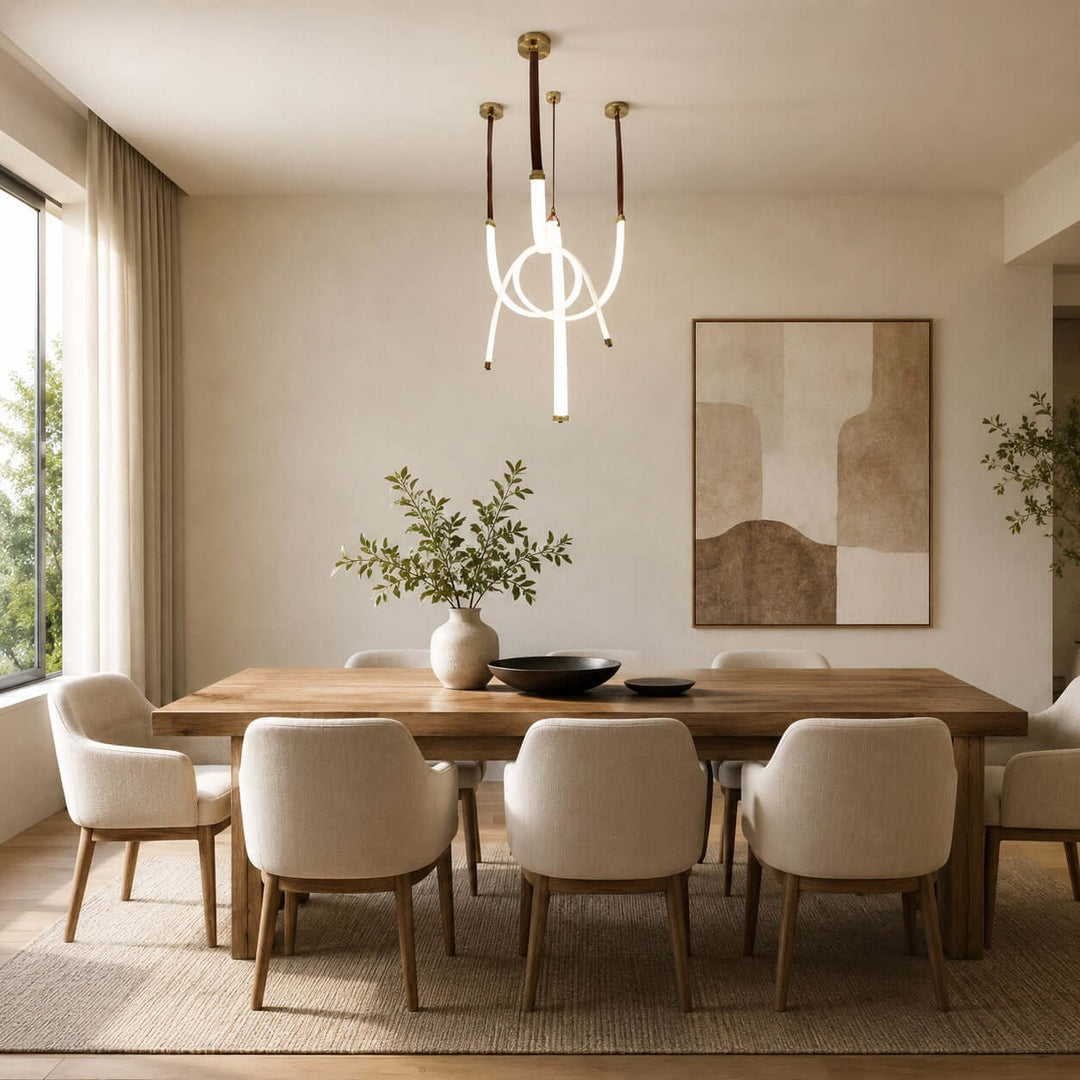 Leather Strap LED Tube Pendant Light for Stairwells | Vinlighting