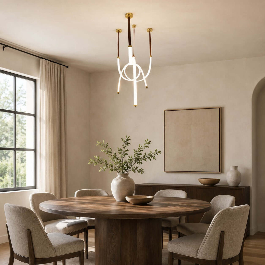 Leather Strap LED Tube Pendant Light for Stairwells | Vinlighting