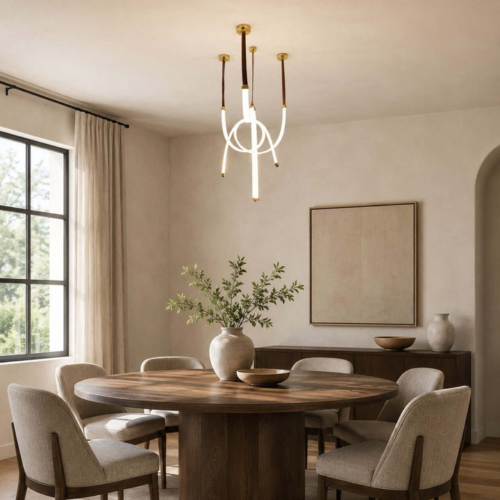 Leather Strap LED Tube Pendant Light for Stairwells | Vinlighting