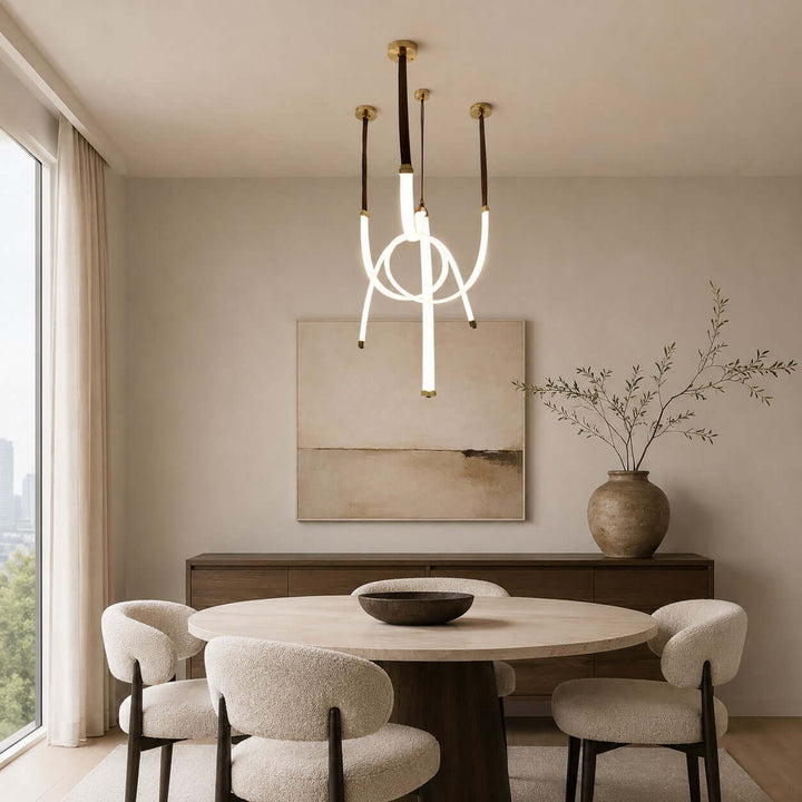 Leather Strap LED Tube Pendant Light for Stairwells | Vinlighting