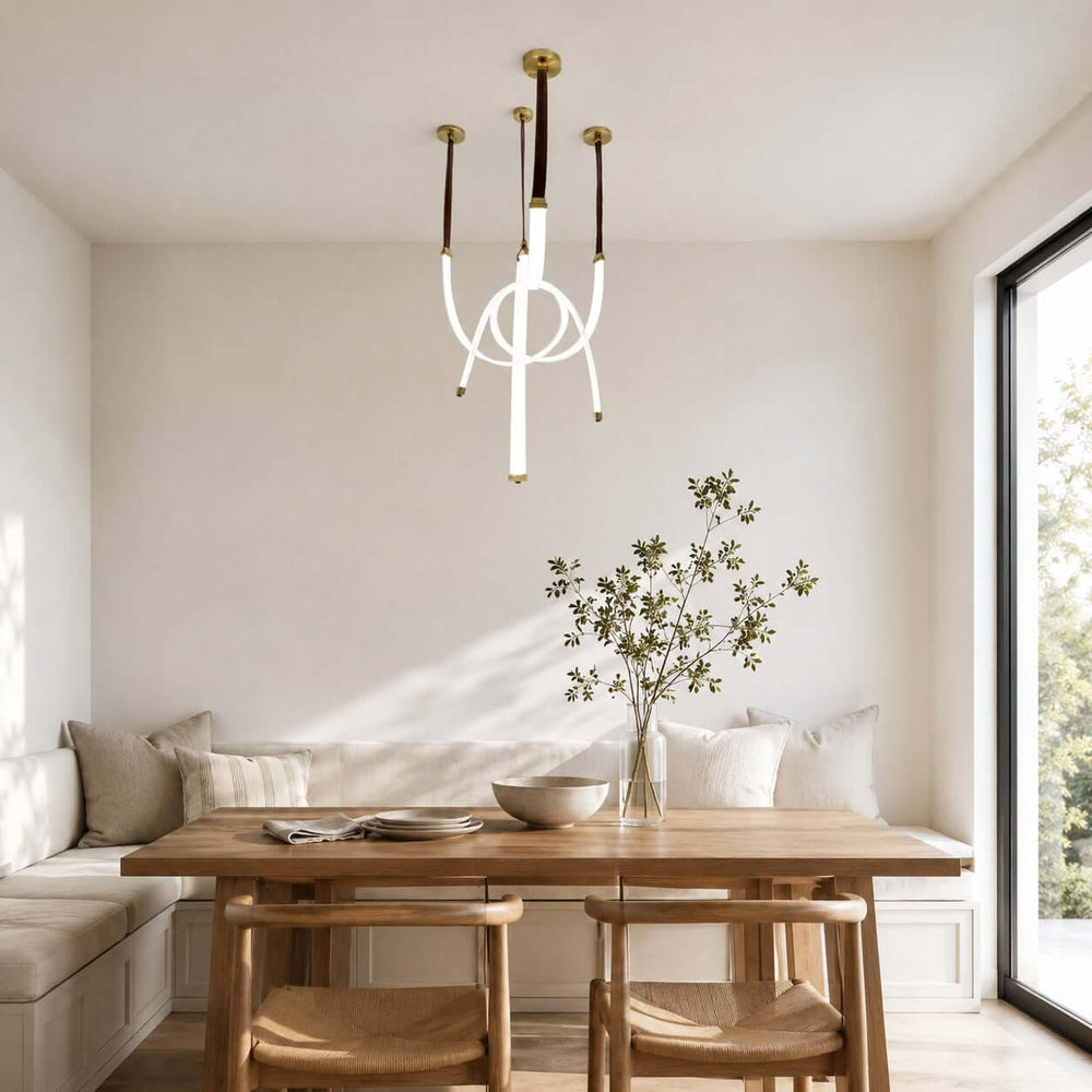 Leather Strap LED Tube Pendant Light for Stairwells | Vinlighting