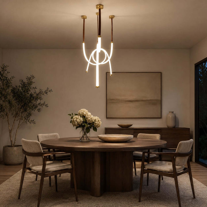 Leather Strap LED Tube Pendant Light for Stairwells | Vinlighting