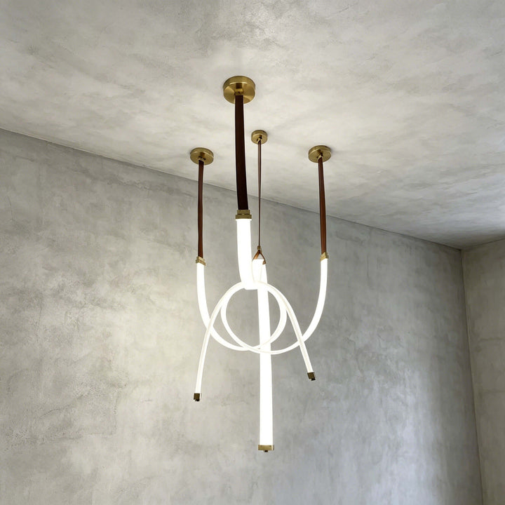 Leather Strap LED Tube Pendant Light for Stairwells | Vinlighting