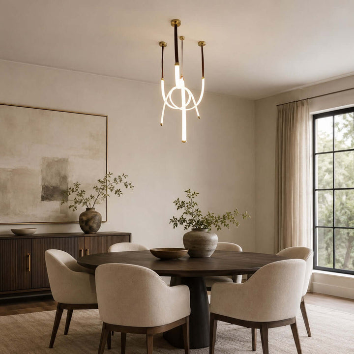 Leather Strap LED Tube Pendant Light for Stairwells | Vinlighting