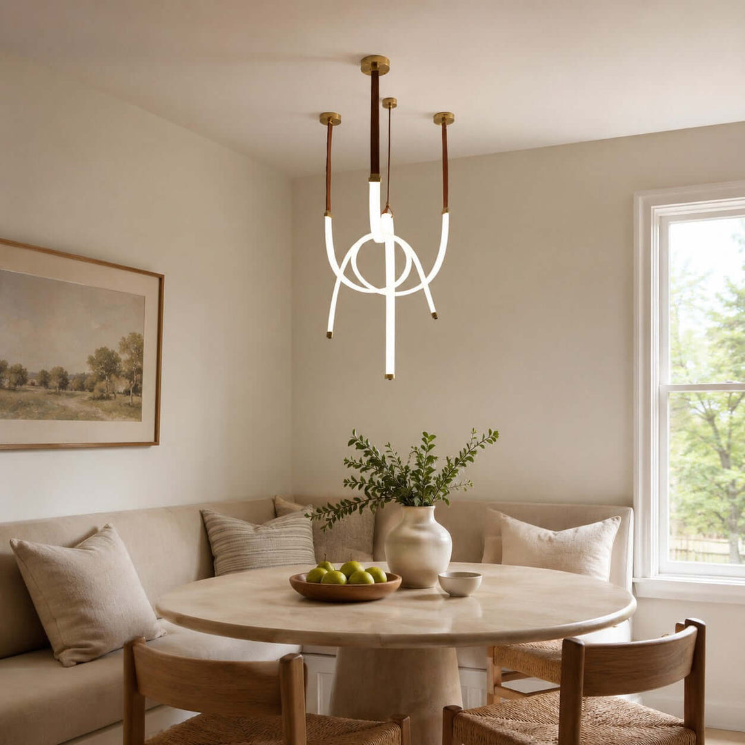 Leather Strap LED Tube Pendant Light for Stairwells | Vinlighting