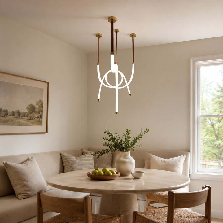 Leather Strap LED Tube Pendant Light for Stairwells | Vinlighting