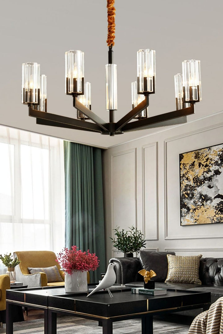 Luminara Chandelier – Modern Brass & Glass Living Room Light
