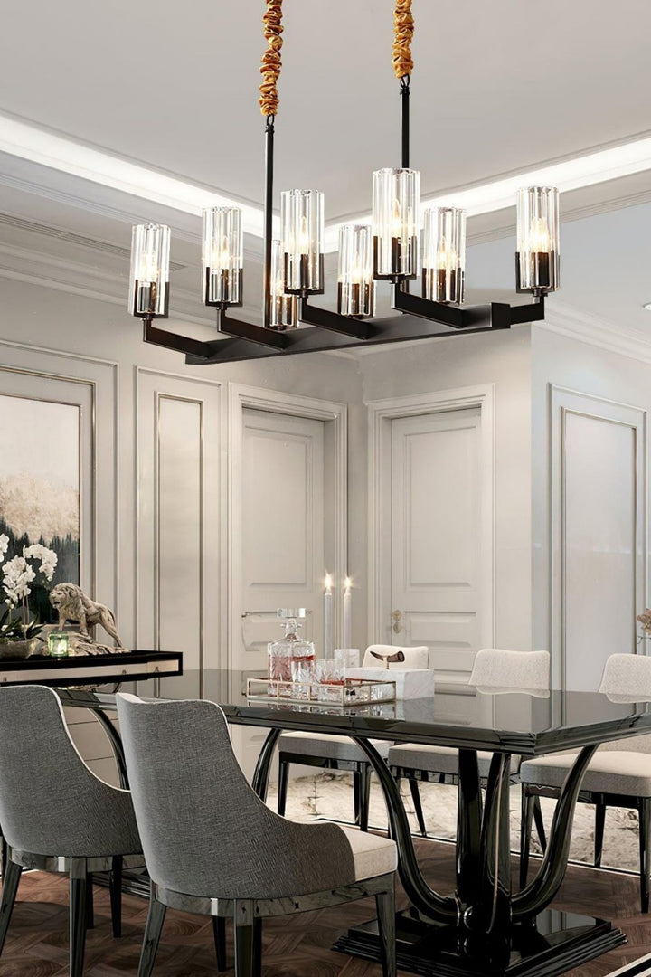 Luminara Chandelier – Modern Brass & Glass Living Room Light