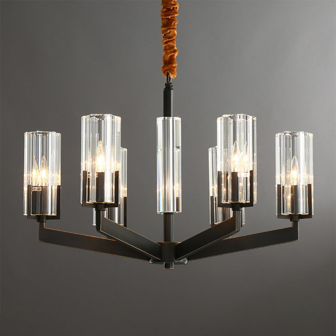 Luminara Chandelier – Modern Brass & Glass Living Room Light