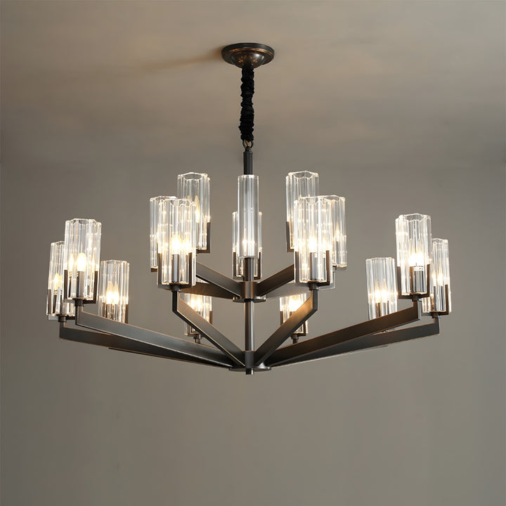 Luminara Chandelier – Modern Brass & Glass Living Room Light