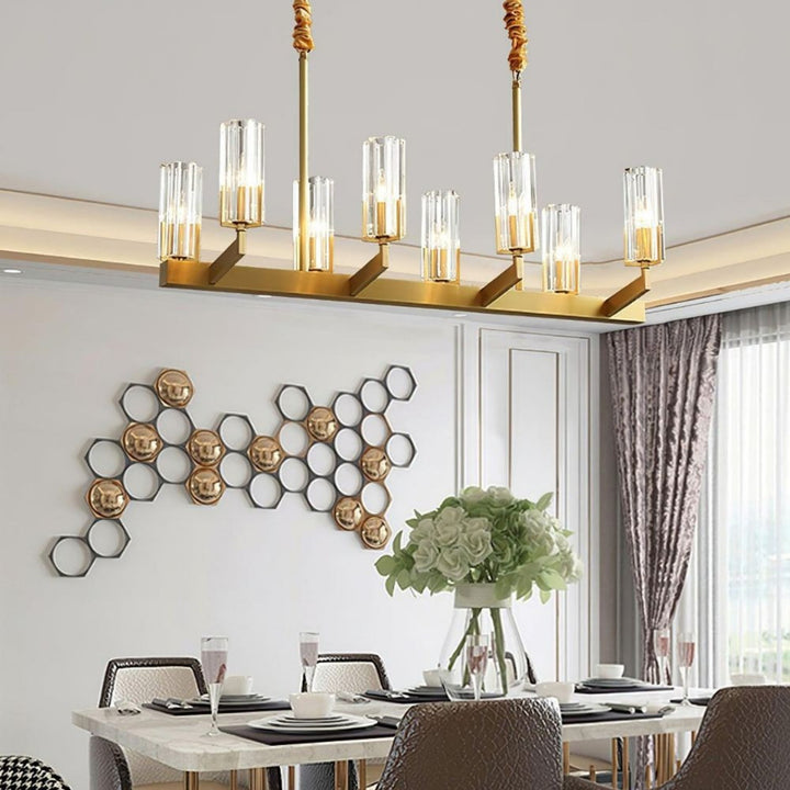 Luminara Chandelier – Modern Brass & Glass Living Room Light