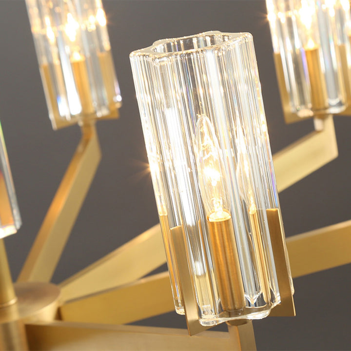 Luminara Chandelier – Modern Brass & Glass Living Room Light