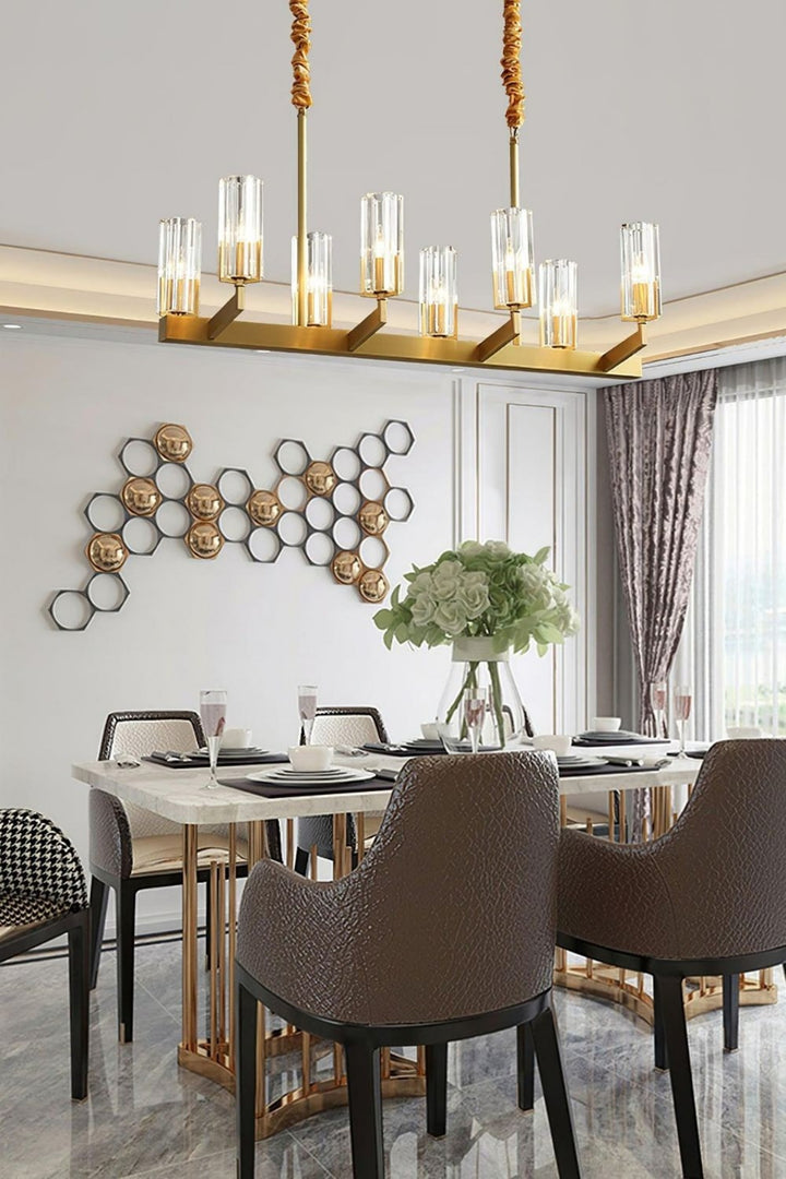 Luminara Chandelier – Modern Brass & Glass Living Room Light