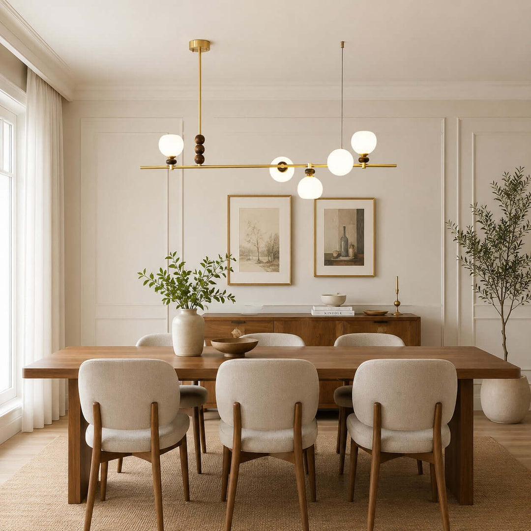 Lumora Modern Minimalist Glass Linear Chandelier for Dining Room | Vinlighting