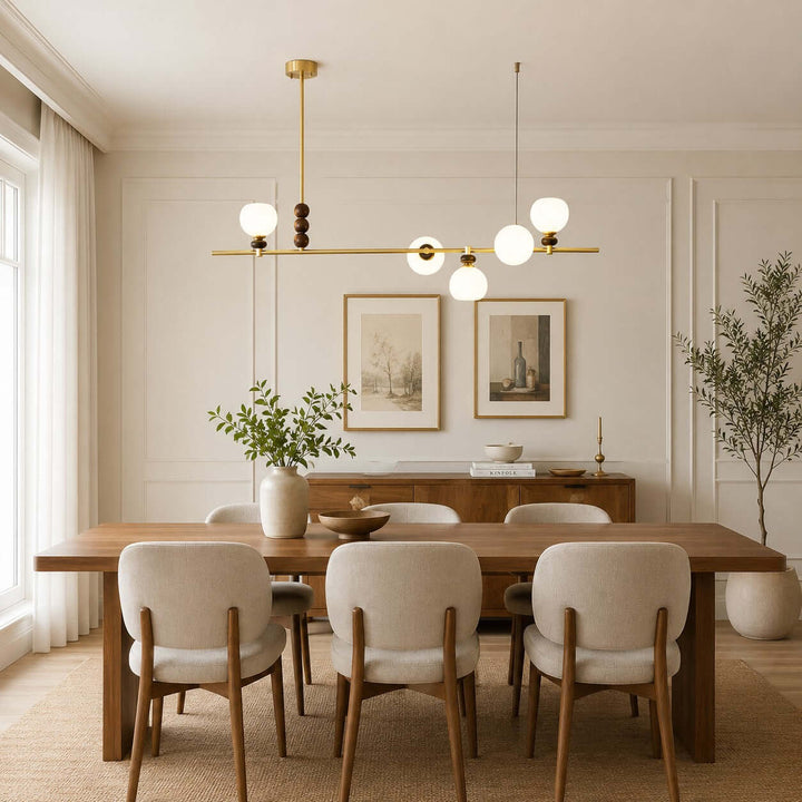 Lumora Modern Minimalist Glass Linear Chandelier for Dining Room | Vinlighting