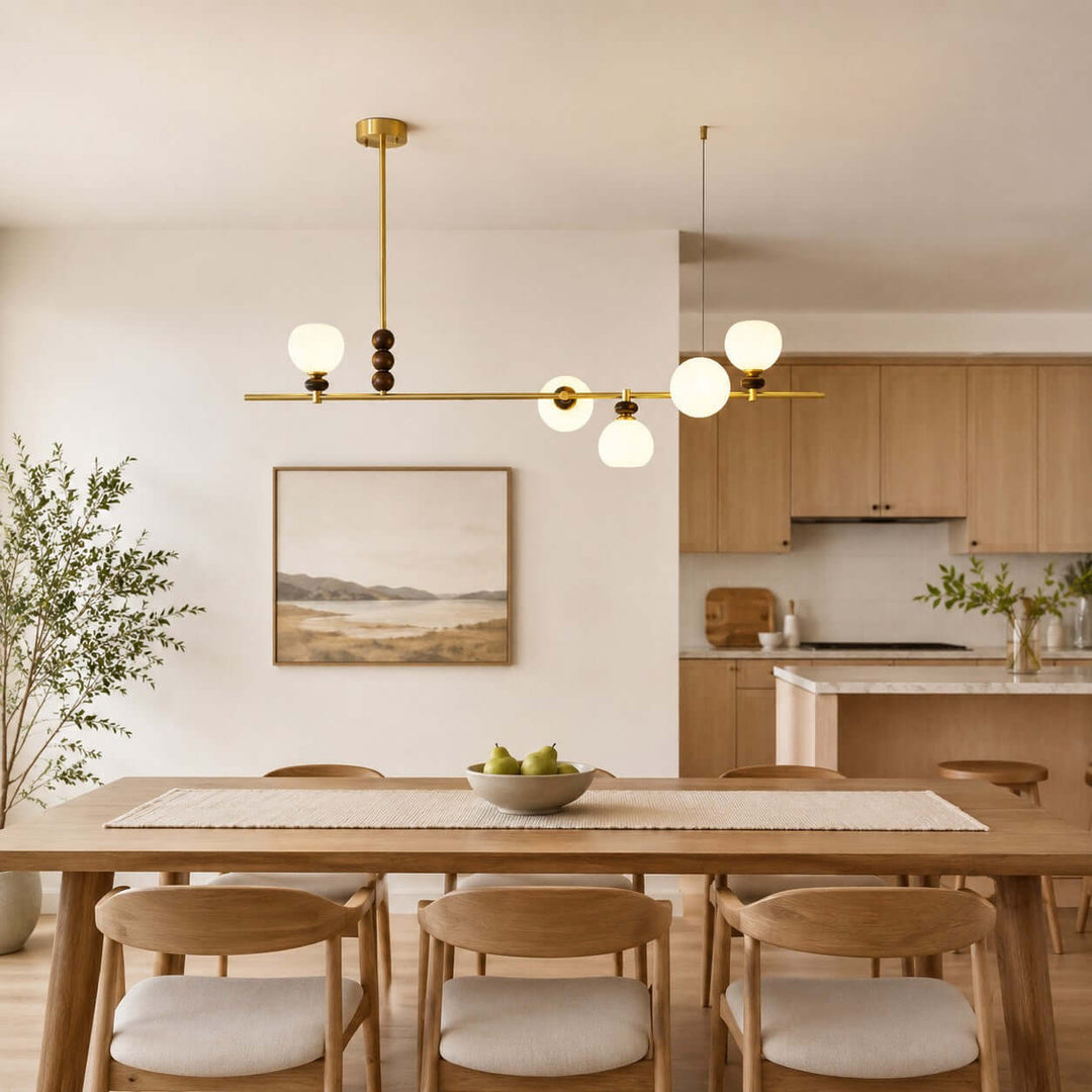 Lumora Modern Minimalist Glass Linear Chandelier for Dining Room | Vinlighting