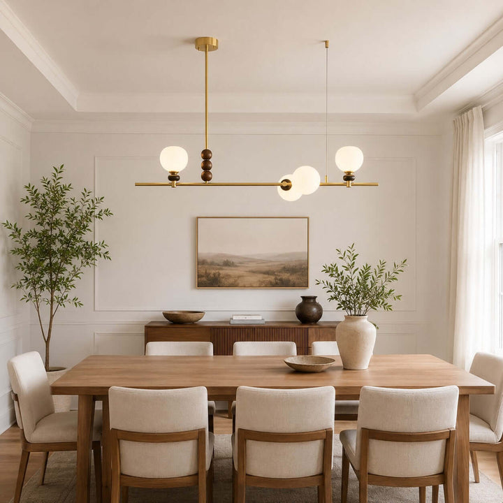 Lumora Modern Minimalist Glass Linear Chandelier for Dining Room | Vinlighting