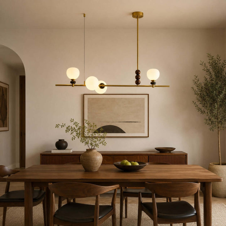 Lumora Modern Minimalist Glass Linear Chandelier for Dining Room | Vinlighting