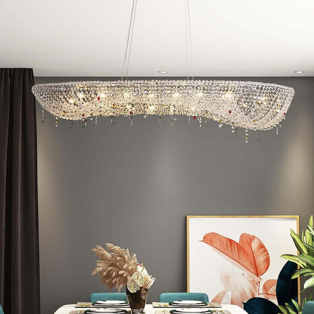 Lumori Oval Chandelier Contemporary Luxury Crystal Dining Pendant