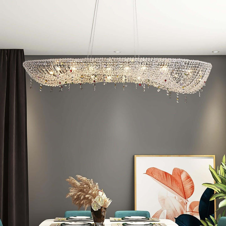 Lumori Oval Chandelier Contemporary Luxury Crystal Dining Pendant