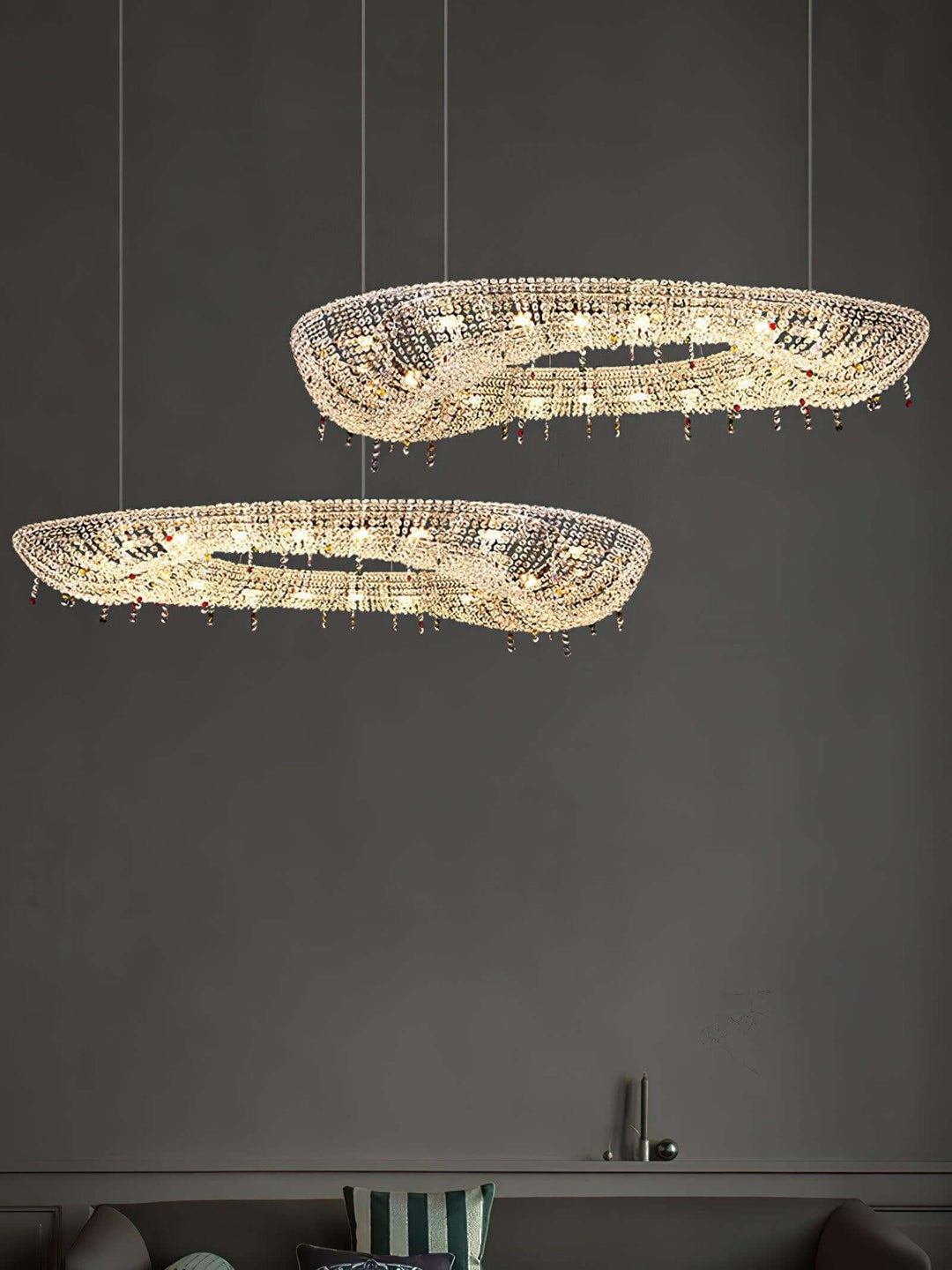 Lumori Oval Chandelier Contemporary Luxury Crystal Dining Pendant