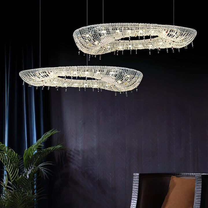 Lumori Oval Chandelier Contemporary Luxury Crystal Dining Pendant