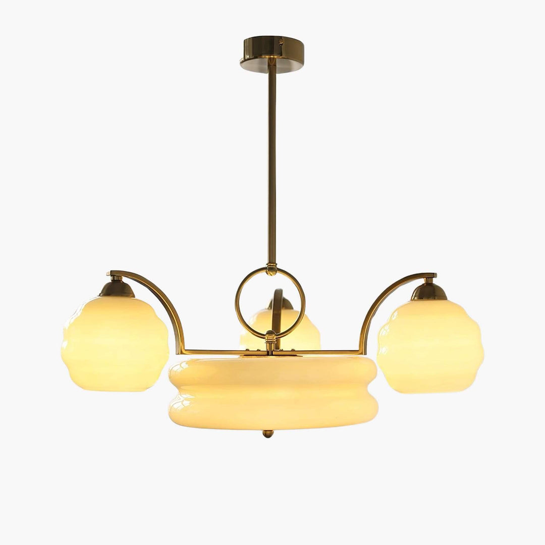 Lunara Chandelier – Contemporary Brass & Glass Living Room Light