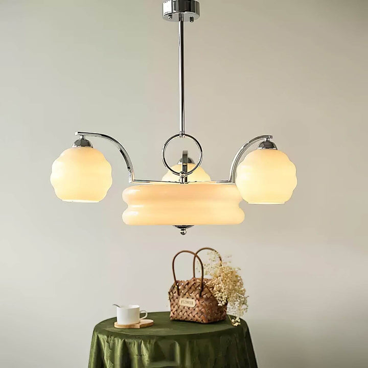 Lunara Chandelier – Contemporary Brass & Glass Living Room Light