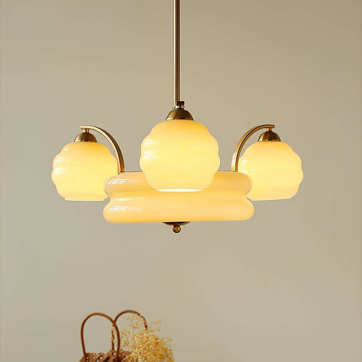 Lunara Chandelier – Contemporary Brass & Glass Living Room Light