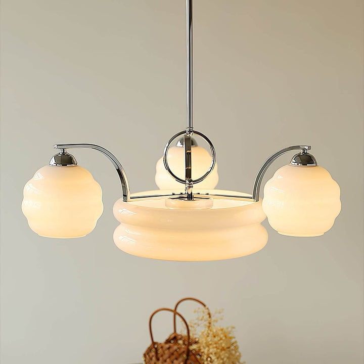 Lunara Chandelier – Contemporary Brass & Glass Living Room Light