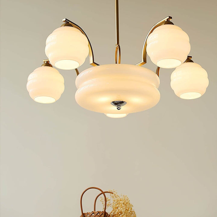 Lunara Chandelier – Contemporary Brass & Glass Living Room Light