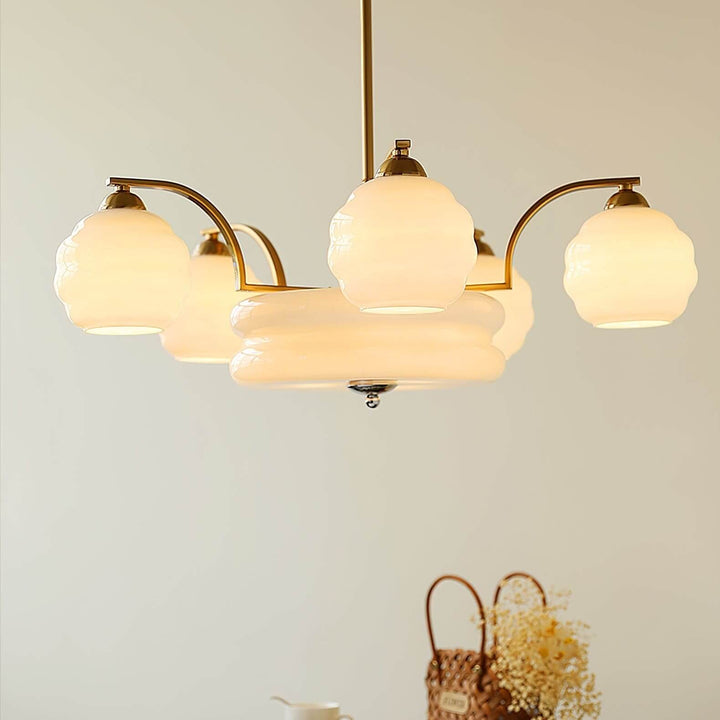 Lunara Chandelier – Contemporary Brass & Glass Living Room Light