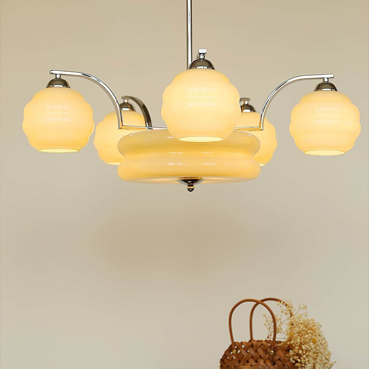 Lunara Chandelier – Contemporary Brass & Glass Living Room Light