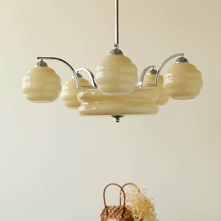 Lunara Chandelier – Contemporary Brass & Glass Living Room Light