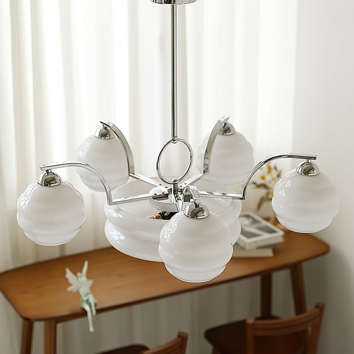 Lunara Chandelier – Contemporary Brass & Glass Living Room Light