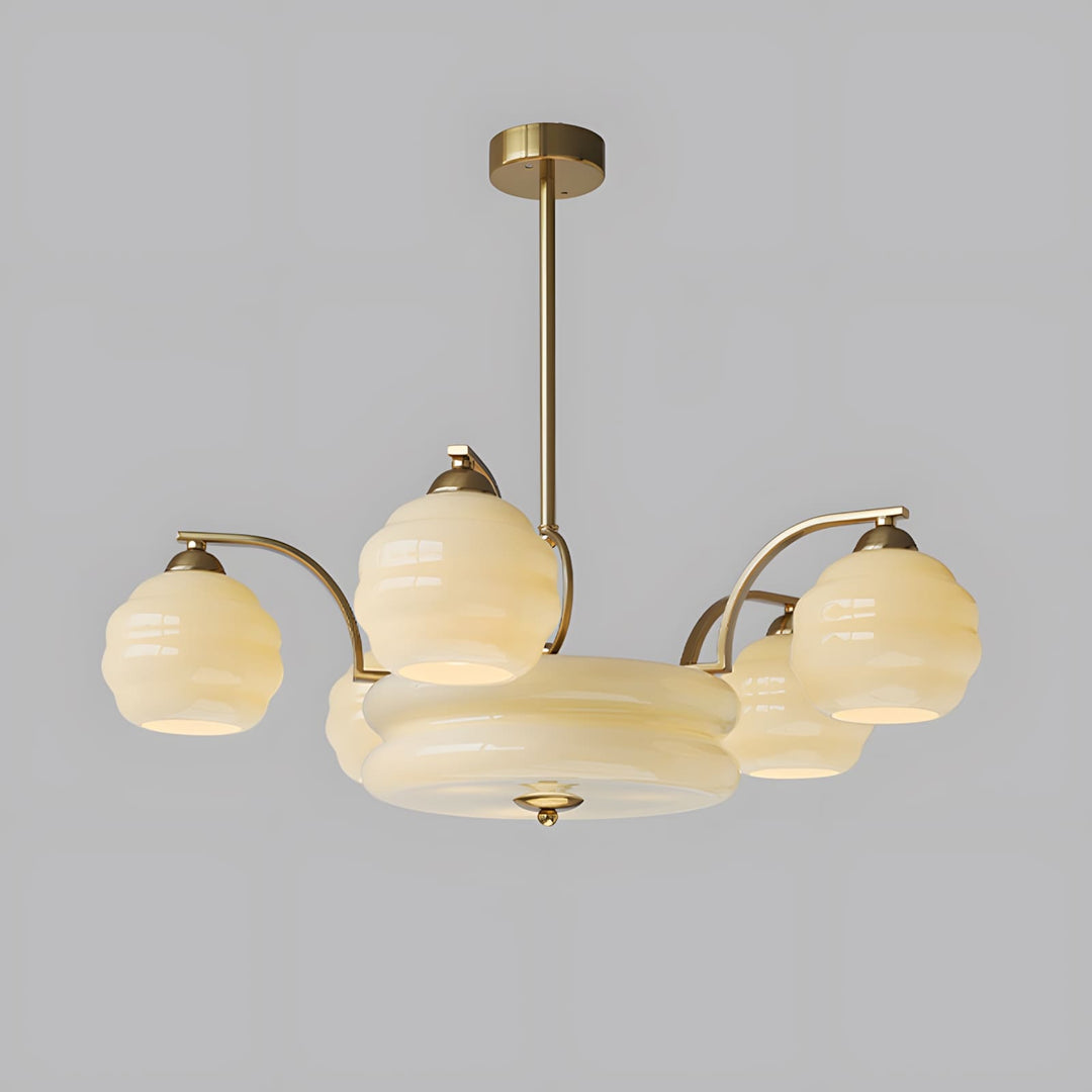 Lunara Chandelier – Contemporary Brass & Glass Living Room Light
