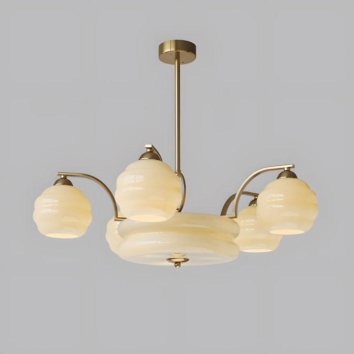 Lunara Chandelier – Contemporary Brass & Glass Living Room Light