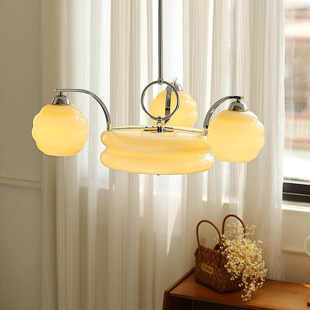Lunara Chandelier – Contemporary Brass & Glass Living Room Light