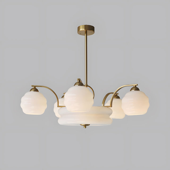 Lunara Chandelier – Contemporary Brass & Glass Living Room Light
