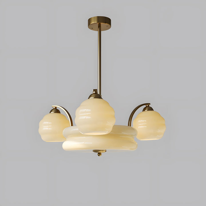 Lunara Chandelier – Contemporary Brass & Glass Living Room Light