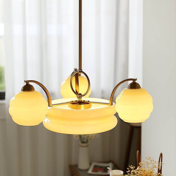 Lunara Chandelier – Contemporary Brass & Glass Living Room Light