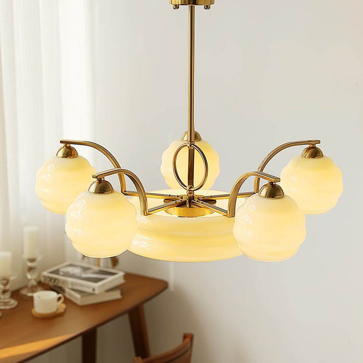 Lunara Chandelier – Contemporary Brass & Glass Living Room Light