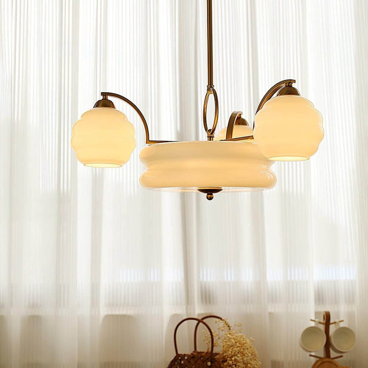 Lunara Chandelier – Contemporary Brass & Glass Living Room Light