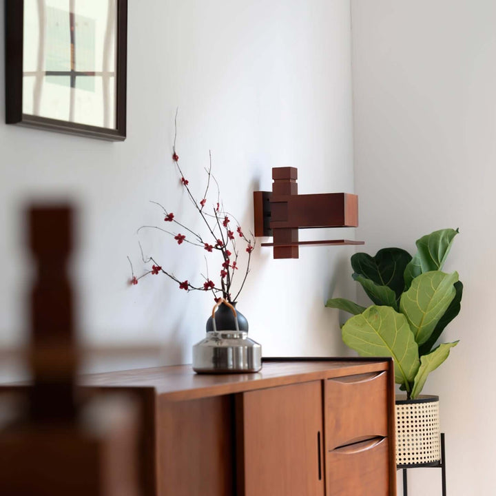 Lunarex Wall Lamp - Retro Creative Paneled Solid Wood Wall Lamp