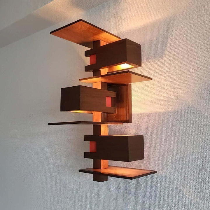 Lunarex Wall Lamp - Retro Creative Paneled Solid Wood Wall Lamp
