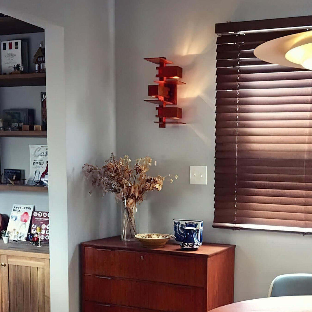 Lunarex Wall Lamp - Retro Creative Paneled Solid Wood Wall Lamp