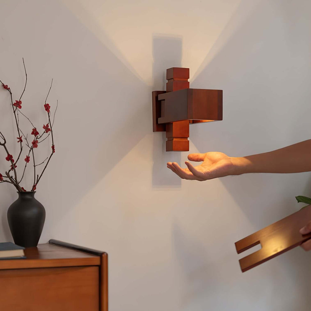 Lunarex Wall Lamp - Retro Creative Paneled Solid Wood Wall Lamp