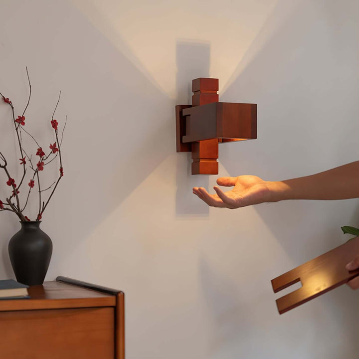 Lunarex Wall Lamp - Retro Creative Paneled Solid Wood Wall Lamp