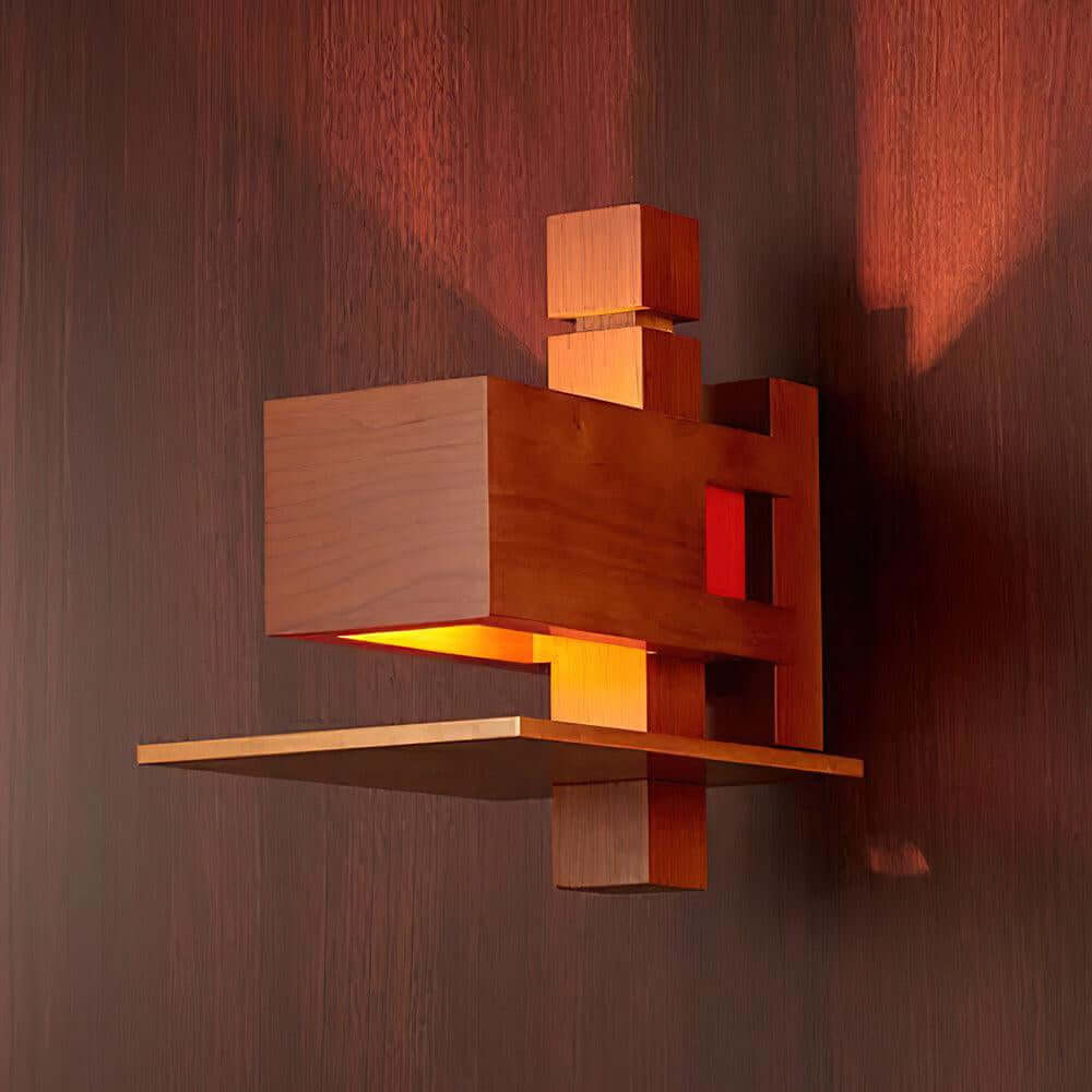 Lunarex Wall Lamp - Retro Creative Paneled Solid Wood Wall Lamp