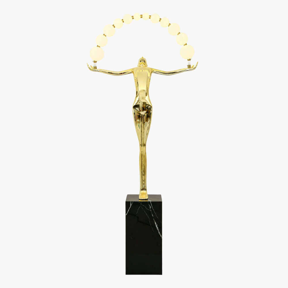 Lunari Sculpture Floor Lamp – Golden Sculpture Living Room Floor Lamp